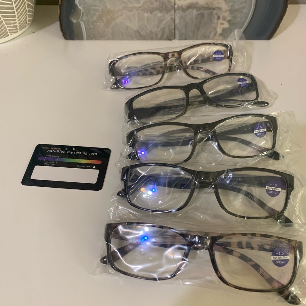 Blue Light Blocking Glasses Set - Black and Brown 1.5 5 pairs